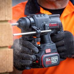Kress KU390.4 20Volt 4.0Ah. 2.0J Li-ion Çift Akülü Şarjlı Kömürsüz Profesyonel SDS-Plus Pnömatik Kırıcı/Delici
