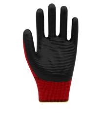 Beybi PN3 Zebra Polyester Kırmızı Örme Nitril Eldiven No:9 -288 Çift