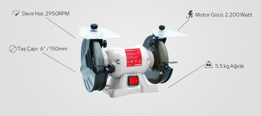 Specco Zımpara Taş Motoru 150mm