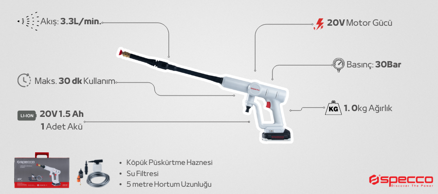 Specco Şarjlı Yıkama Makinesi 20V