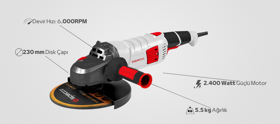 Specco Büyük Taşlama 230mm 2400W SP-5023