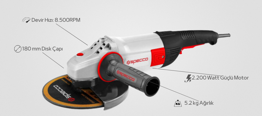 Specco Taşlama Makinesi 2200W 180mm