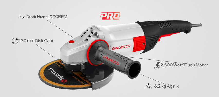 Specco Taşlama 2600W 230mm SP-5027