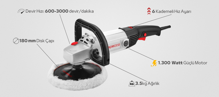 Specco Polisaj Makinesi 1300W