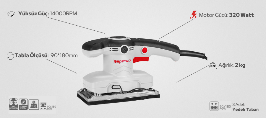 Specco Titreşimli Zımpara 320W