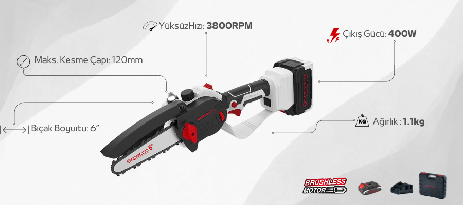 Specco Akülü El Testeresi 20V 2J
