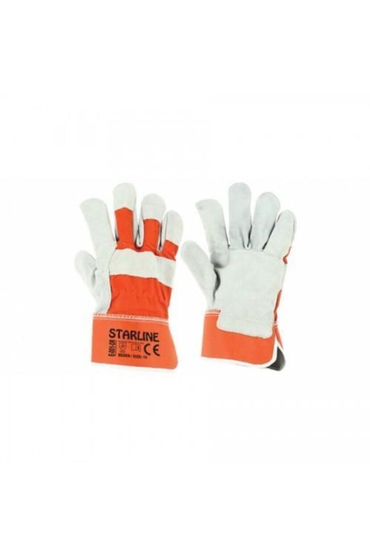 STARLINE Yanmaz Kesilmez Deri Iş Eldiveni Starline E 001 Or 120 Adet (1 Koli)