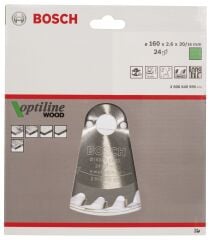 Bosch - Optiline Serisi Ahşap için Daire Testere Bıçağı 160*20/16 mm 24 Diş