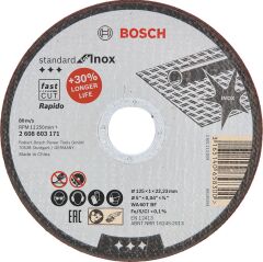 Bosch - 125*1,0 mm Standard Seri Düz Inox (Paslanmaz Çelik) Kesme Diski (Taş) - Rapido