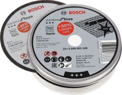 Bosch - 115*1,0mm Standard Seri Düz Inox (Paslanmaz Çelik) Kesme Diski (Taş) - Rapido 10'lu