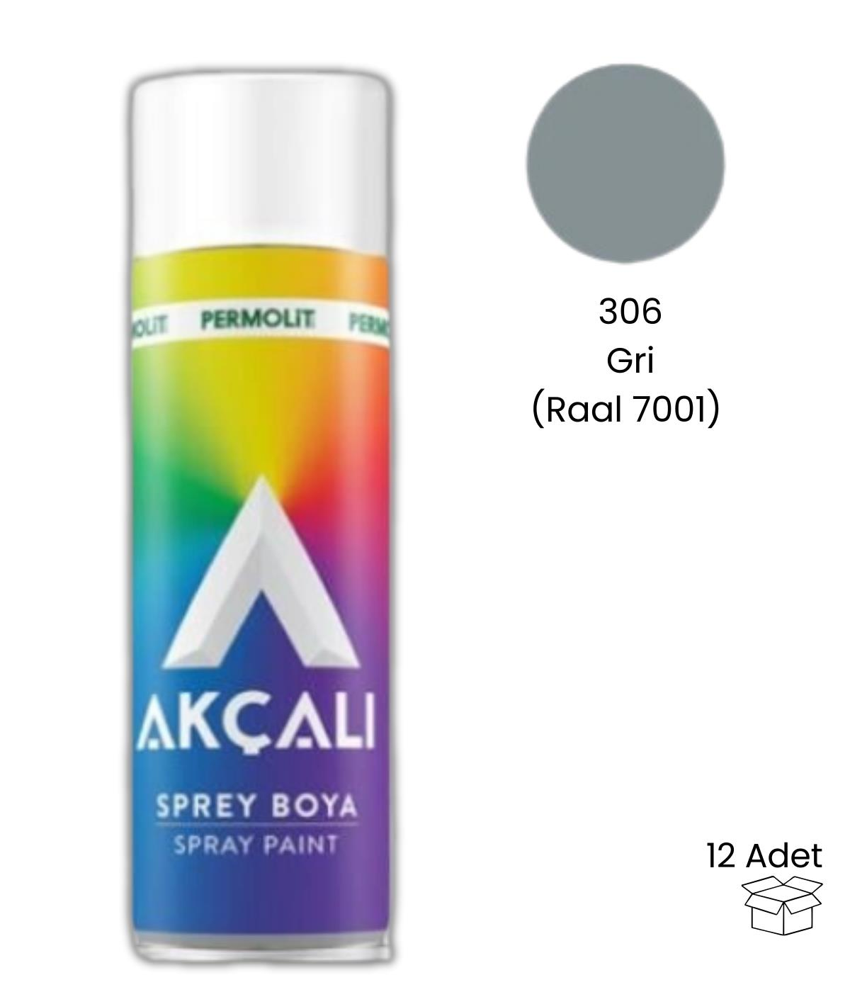 Akçalı Sprey Boya Gri Kod:306 400 ml (12 Adet)