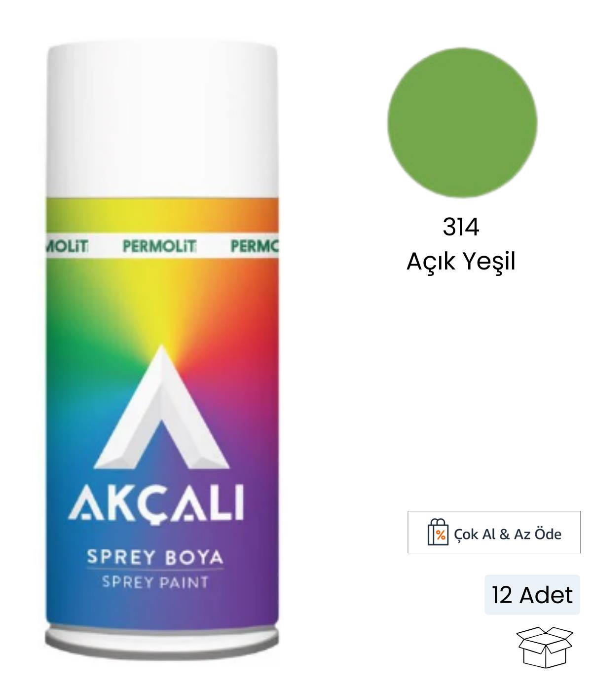 Akçalı Sprey Boya 314 Açık Yeşil 400 ml (12 Adet)