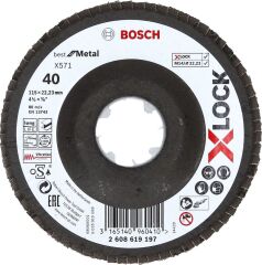 Bosch - X-LOCK - 115 mm 40 Kum Best Serisi Metal Flap Disk