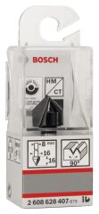 Bosch - Standard Seri Ahşap İçin Çift Oluklu Sert Metal V-Kanal Freze 8*16*45 mm