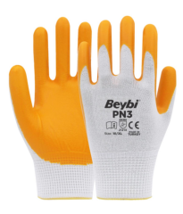 Beybi PN3 Polyester Örme Sarı Nitril Eldiven No:10 - 288 Çift