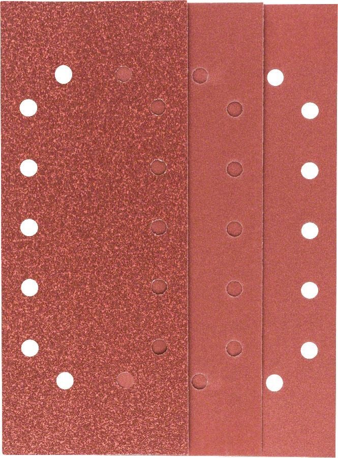 Bosch - Titreşimli Zımpara Kağıdı 10'lu Set, 115 x 280 mm 60/120/180 Kum 14 Delik