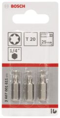Bosch - Extra Hard Serisi Vidalama Ucu T20*25 mm 3'lü