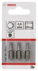 Bosch - Extra Hard Serisi HEX2.5*25 mm 3'lü