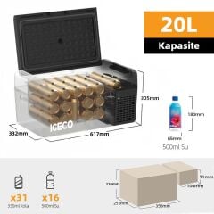 ICECO MCD20B 12/24Volt 20 Litre Kompresörlü Oto Buzdolabı/Dondurucu + Buz Kaseti