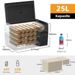 ICECO MCD25B 12/24Volt 25 Litre Kompresörlü Oto Buzdolabı/Dondurucu + Buz Kaseti