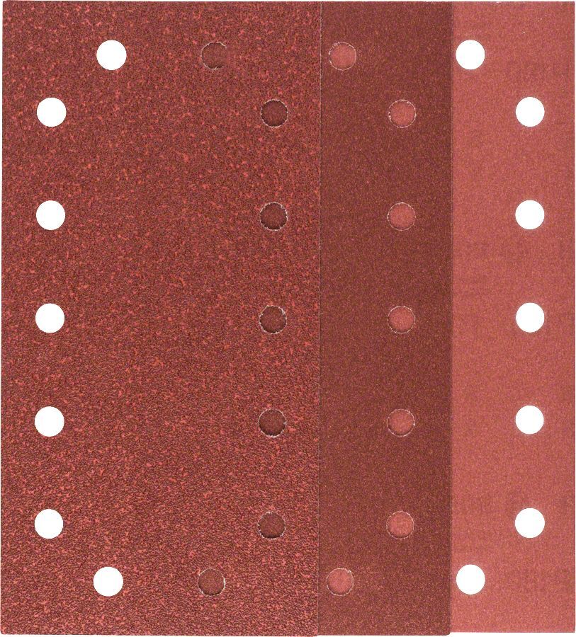Bosch - Titreşimli Zımpara Kağıdı 10'lu Set, 115 x 230 mm 60/120/180 Kum 14 Delik