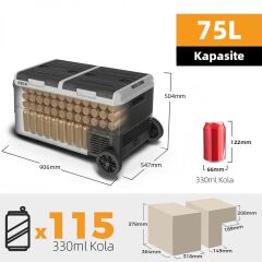 ICECO MCD75D 12/24V 75 Litre Kompresörlü Çift Bölmeli Tekerlekli Outdoor Oto Buzdolabı/Dondurucu