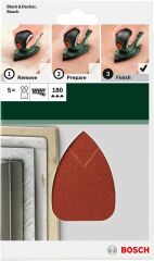 Bosch - Multi Zımpara Kağıdı 5'li, 95 x 135 mm 180 Kum 4 Delik