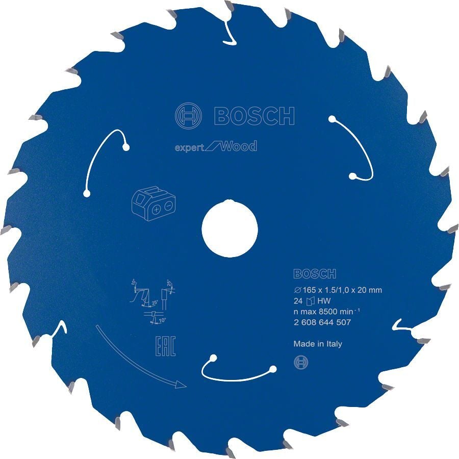 Bosch - Expert for Serisi Ahşap için Akülü Daire Testere Bıçağı 165*20 mm 24 Diş