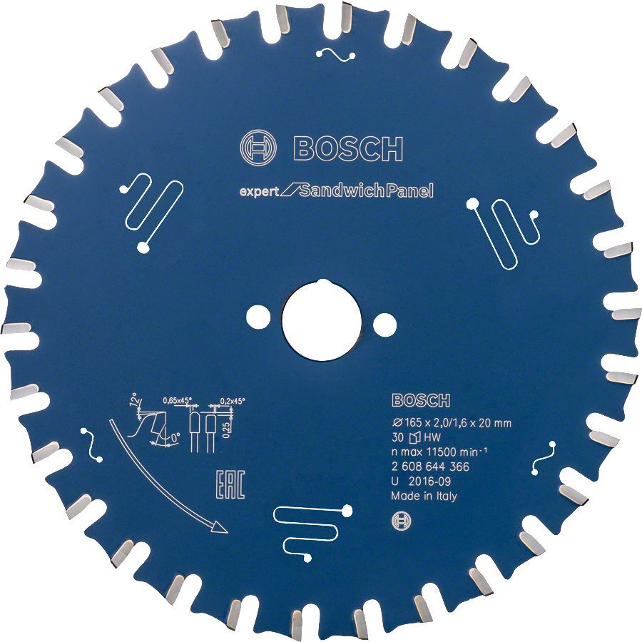 Bosch - Expert Serisi Sandviç Panel için Daire Testere Bıçağı 165*20 mm 30 Diş