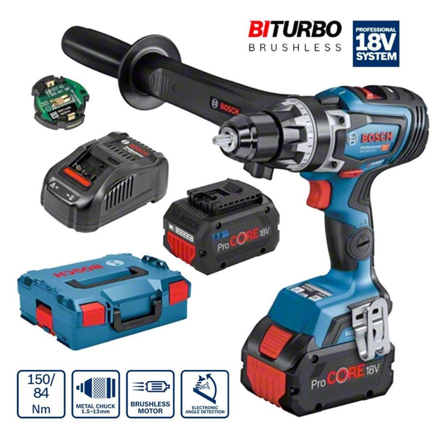 Bosch Professional GSR 18V-150 C Akülü Delme/Vidalama Makinesi (2x8,0 Ah ProCORE18V)