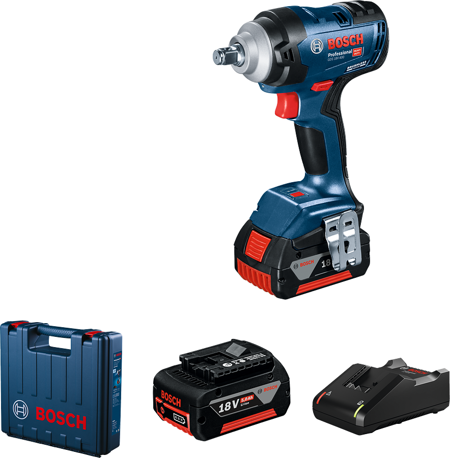 Bosch Professional GDS 18V-400 Akülü Darbeli Somun Sıkma Makinesi (2x5.0Ah)