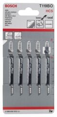 Bosch - Ekonomik Seri Ahşap İçin T 119 BO Dekupaj Testeresi Bıçağı - 5'Li Paket