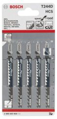 Bosch - Hızlı Kesim Serisi Ahşap İçin T 244 D Dekupaj Testeresi Bıçağı - 5'Li Paket