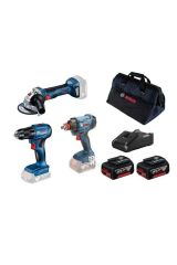 Bosch Professionel GSR 185-LI+GDX180-LI+GWS180-LI(2x4.0AhGAL18V-40)+RAFtoolbagincarton-0615990N3P