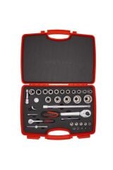 İzeltaş 1/4''-1/2'' Kombine Altı Köşe Lokma Anahtar Takımı 35 Parça-1113001038