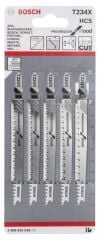 Bosch - Kademeli Artan Dişli Serisi Ahşap İçin T 234 X Dekupaj Testeresi Bıçağı - 5'Li Paket
