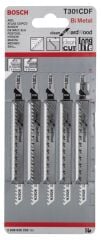 Bosch - Temiz Kesim Serisi Sert Ahşap İçin T 301 CDF Dekupaj Testeresi Bıçağı - 5'Li Paket