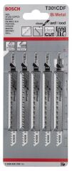 Bosch - Temiz Kesim Serisi Sert Ahşap İçin T 301 CDF Dekupaj Testeresi Bıçağı - 5'Li Paket