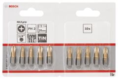 Bosch - Max Grip Serisi Vidalama Ucu PH2*25 mm 10'lu