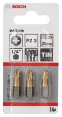 Bosch - Max Grip Serisi Vidalama Ucu PZ 3*25 mm 3'lü