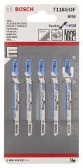 Bosch - Kırılmaya Karşı Dayanıklı Seri Metal İçin T 118 EOF Dekupaj Testeresi Bıçağı - 5'Li Paket