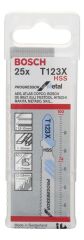 Bosch - Kademeli Artan Dişli Seri Metal İçin T 123 XF Dekupaj Testeresi Bıçağı - 25'Li Paket