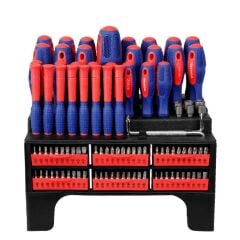 WORKPRO WP200560 100 Parça Duvar Askı Aparatlı Profesyonel CR-V Manyetik Tornavida ve Bits Uç Seti