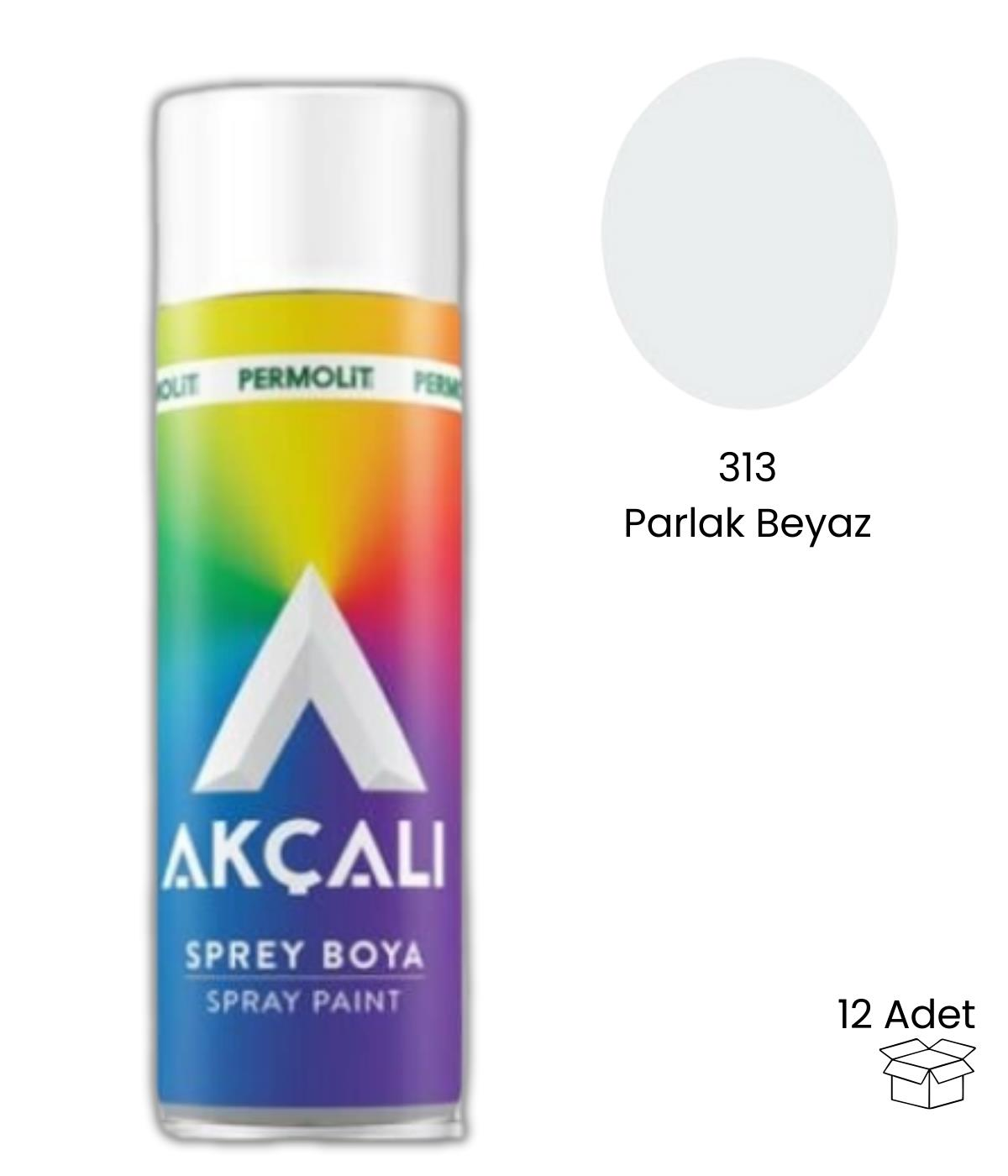 Akçalı Sprey Boya 400 ml 301 Parlak Beyaz -12 Adet-