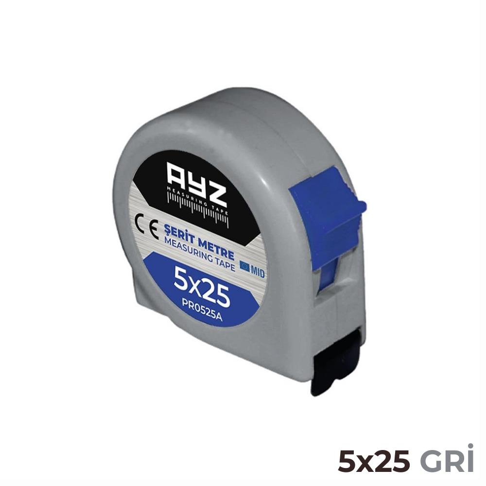 AYZ 5x25 Gri Şerit Metre