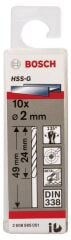 Bosch - HSS-G Metal Matkap Ucu 2*49 mm 10'lu Paket