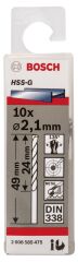 Bosch - HSS-G Metal Matkap Ucu 2,1*49 mm 10'lu Paket