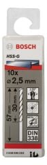Bosch - HSS-G Metal Matkap Ucu 2,5*57 mm 10'lu Paket