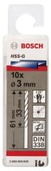 Bosch - HSS-G Metal Matkap Ucu 3*61 mm 10'lu Paket