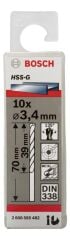 Bosch - HSS-G Metal Matkap Ucu 3,4*70 mm 10'lu Paket
